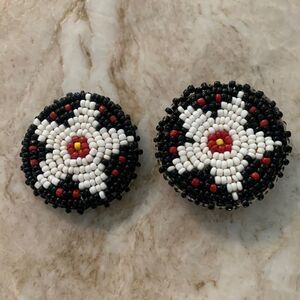 2 Vintage Indian Beaded Button Covers